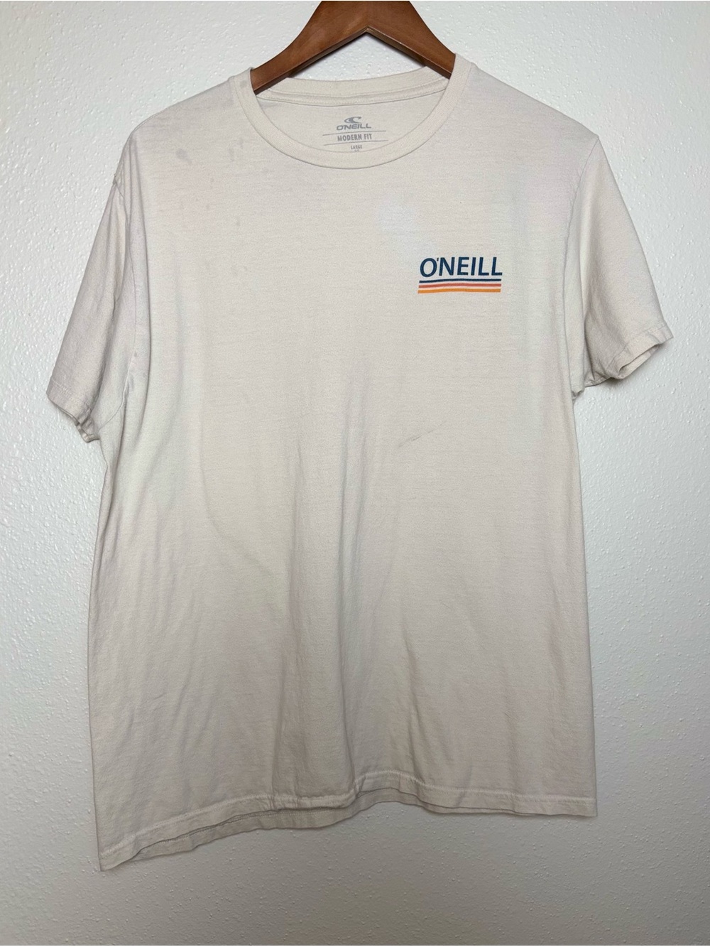 O'Neill Men's Large Cream Logo Crew Neck T-Shirt